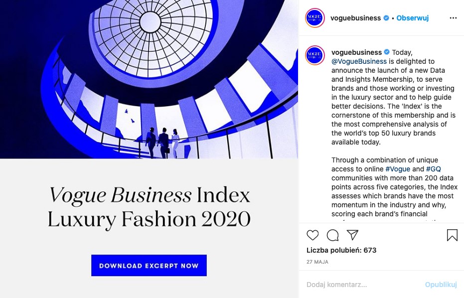 Vogue business Index luxury fashion 2020
